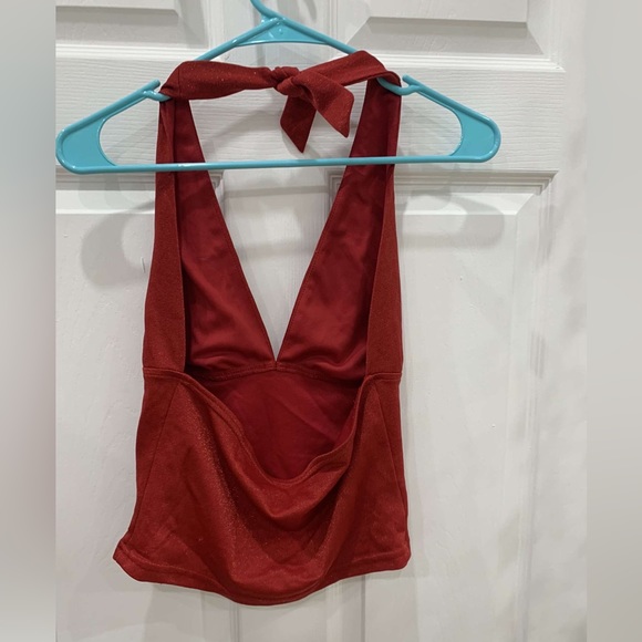 Red V-Neck Cropped Tank - Picture 2 of 2